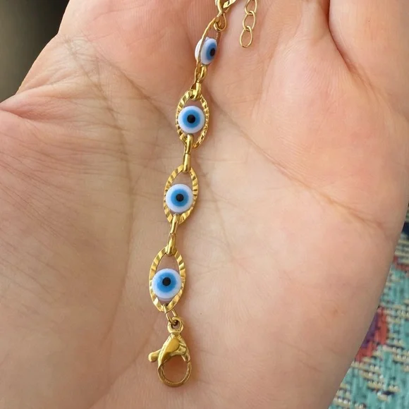 Bracelet Blue eye Gold Evil Eye 

Stainless Steel Bracelet ✨ - Picture 11 of 17